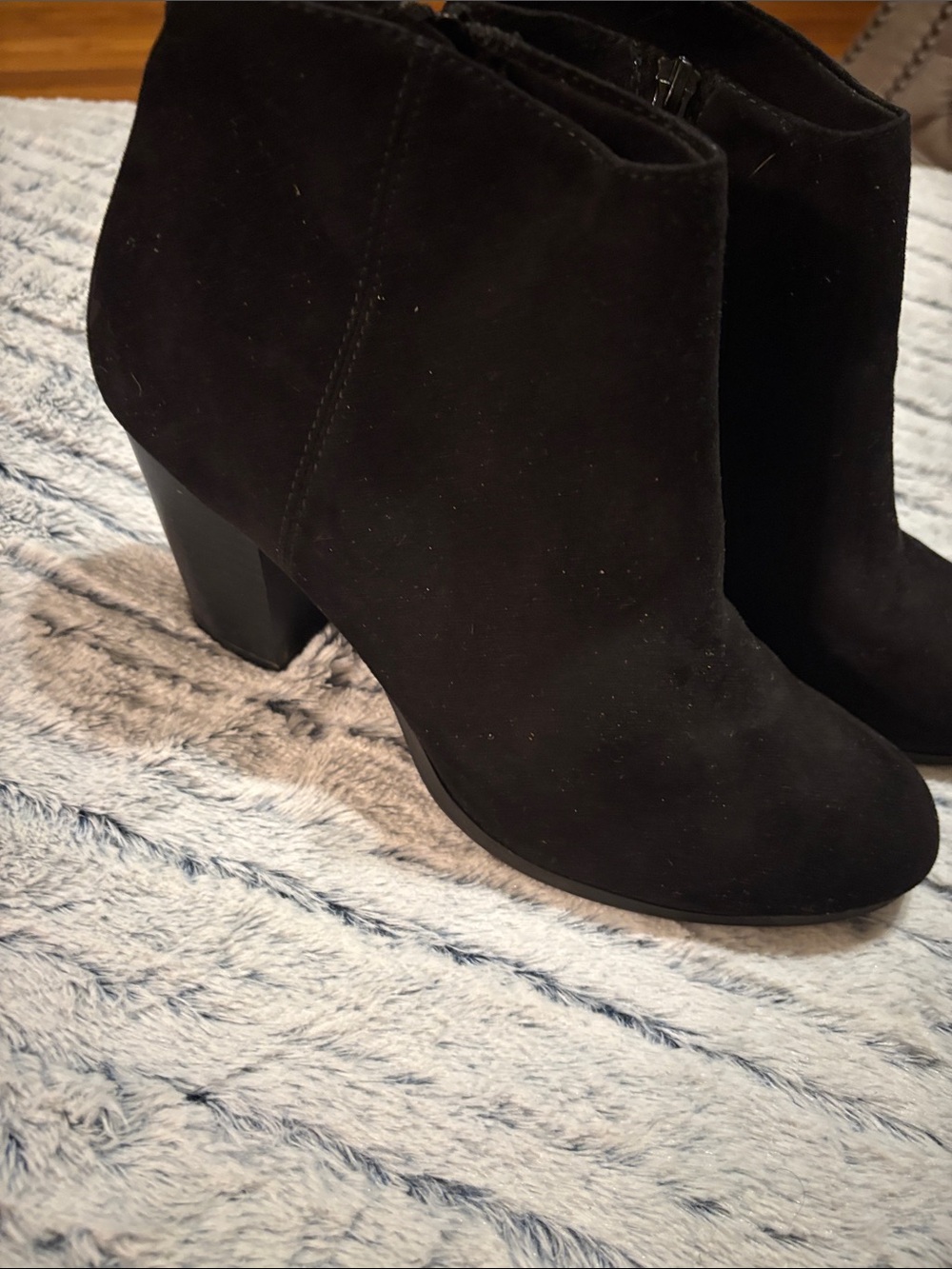 Old Navy Black Suede Ankle Booties with Block Heel